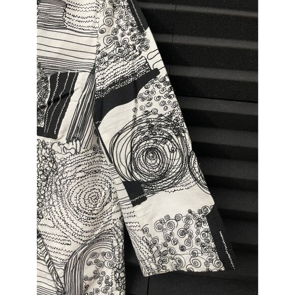 Chico's Women's Size 0 Black & White Embroidered Blazer Jacket 3/4 Sleeve - Picture 2 of 14